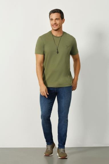 POLO BASICA MC COM BORDADO MASCULINA - SALVIA -