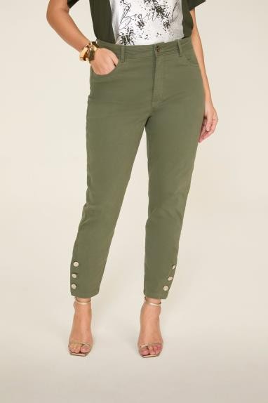 CALÇA JEANS SKINNY COM ABOTOAMENTO LATERAL PERNA - 014 -