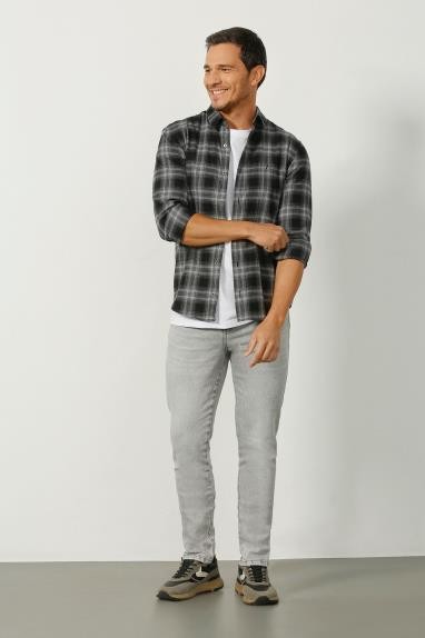 CAMISA ML CONFORT XADREZ MASCULINA - XADREZ PRETO COM ACE -