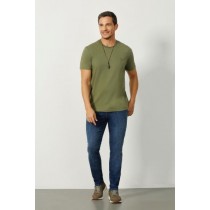 POLO BASICA MC COM BORDADO MASCULINA - SALVIA -