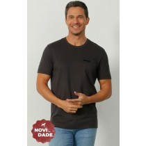 CAMISETA MC COM APLIQUE FLOCADO MASCULINA - PRETO -