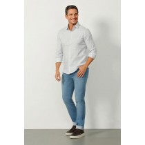 CAMISA ML SLIM XADREZ MASCULINA - XADREZ BRANCO COM AZUL -
