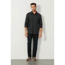 CAMISA ML CONFORT XADREZ MASCULINA - XADREZ PRETO COM AZUL -