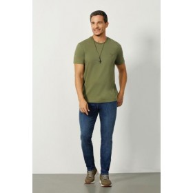 POLO BASICA MC COM BORDADO MASCULINA - SALVIA -