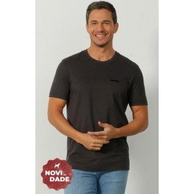 CAMISETA MC COM APLIQUE FLOCADO MASCULINA - PRETO -