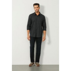 CAMISA ML CONFORT XADREZ MASCULINA - XADREZ PRETO COM AZUL -