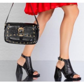 SANDALIA FEMININA CROCO PRETO