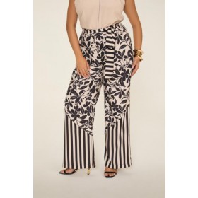 CALÇA ESTAMPADA PANTALONA COM AMARRAÇÃO - 347 -