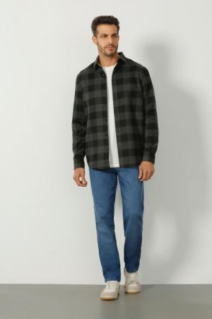 CAMISA ML SLIM XADREZ FLANELA MASCULINA - XADREZ PRETO