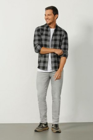 CAMISA ML CONFORT XADREZ MASCULINA - XADREZ PRETO COM ACE -