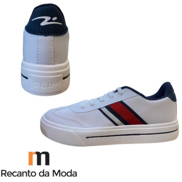 TENIS SLIM BRANCO/MARINHO/VERMELHO