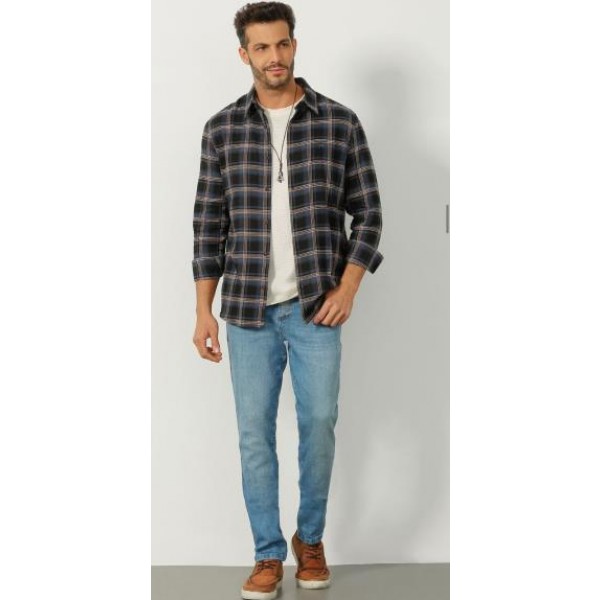 CAMISA ML CONFORT XADREZ MASCULINA - XADREZ PRETO COM COUNTRY -