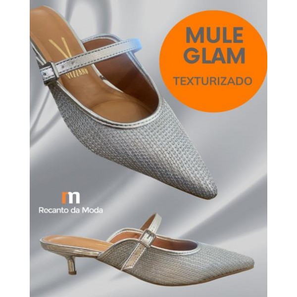 MULE GLAM METALIZADO PREMIUM PRATA