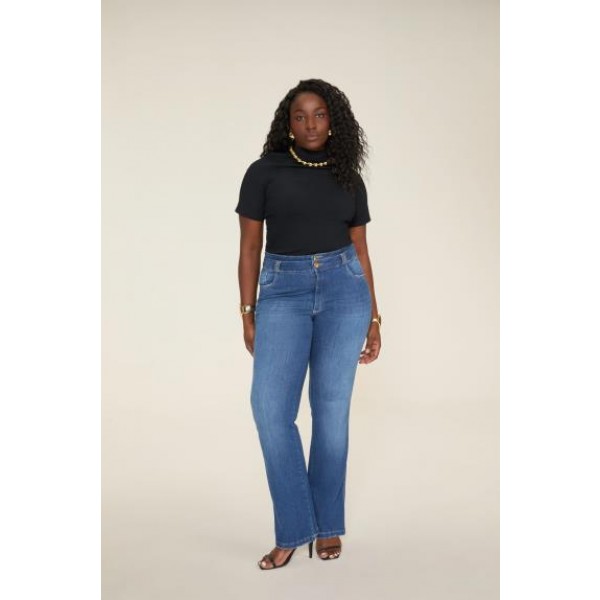CALÇA JEANS CINTURA SUPER ALTA COM TECNOLOGIA CHAPA BARRIGA - 6060 -