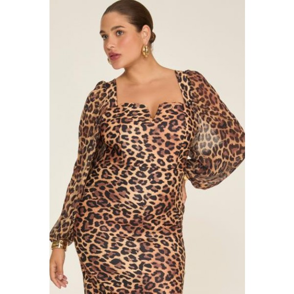 VESTIDO DIAMOND ESTAMPADO JUSTO COM MANGAS EM TRANSPARENCIA - 328 -