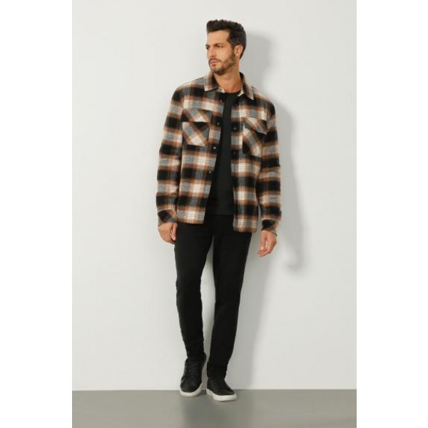 JAQUETA FLANELA XADREZ COM BOLSOS MASCULINA - XADREZ COUNTRY COM PRETO -
