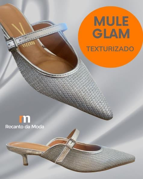 MULE GLAM METALIZADO PREMIUM PRATA